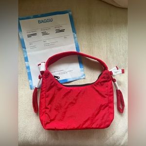 NWT Baggu X Sandy Liang Mini Bow Bag in Candy Apple